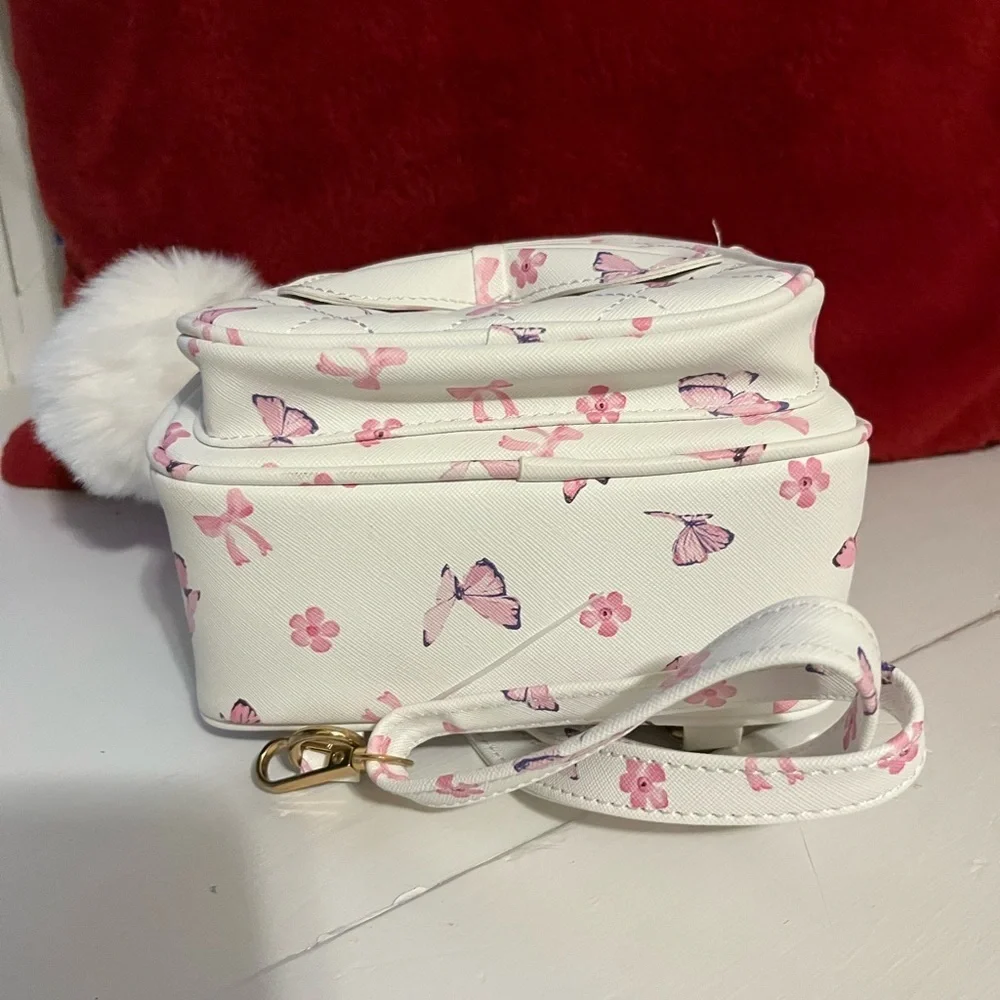 NWT Under One Sky Mini Butterfly Backpack with Bow & Pom Pom Charm